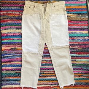 Cream Patchwork Jeans